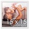 15x15 White Wood Picture Square Frame - UV Acrylic, Foam Board Backing, Hanging Hardware